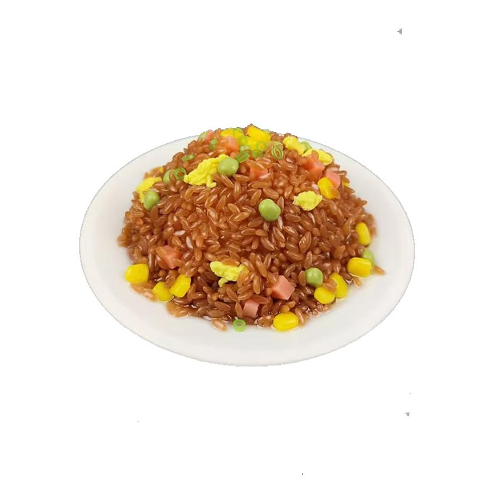 Artificial Egg Fried Rice with Plate Model Fake Vegetable Realistic Home Kitchen Table Cabinet Shop Market Food Show Model