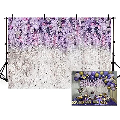 MEHOFOND Lavender and White Floral Backdrop Cover