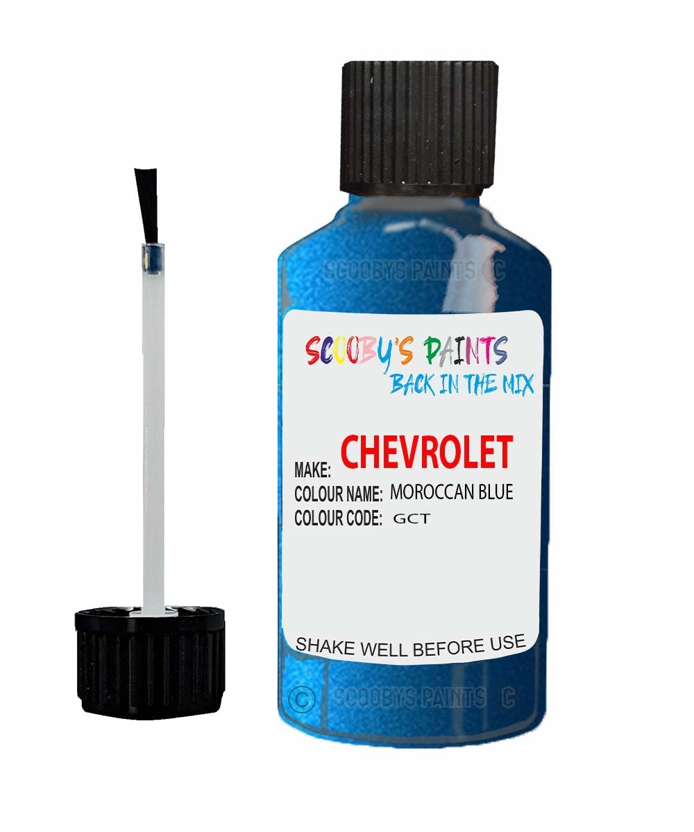 Scoobys Paints Back In The Mix Moroccan Blue Touch Up Paint For Chevrolet Spark Gct 2008-2012 30Ml Bottle Brush Scratch Stone Chip Repair Pen