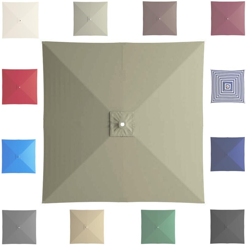 GJPXFR 6.5'x6.5' 8'x8' Square Umbrella Replacement Canopy 4/8 Ribs Patio Umbrella Replacement Cover Weatherproof Yard Market Parasol Top Cover Cloth(Taupe,2.7x2.7m/8.8x8.8ft)