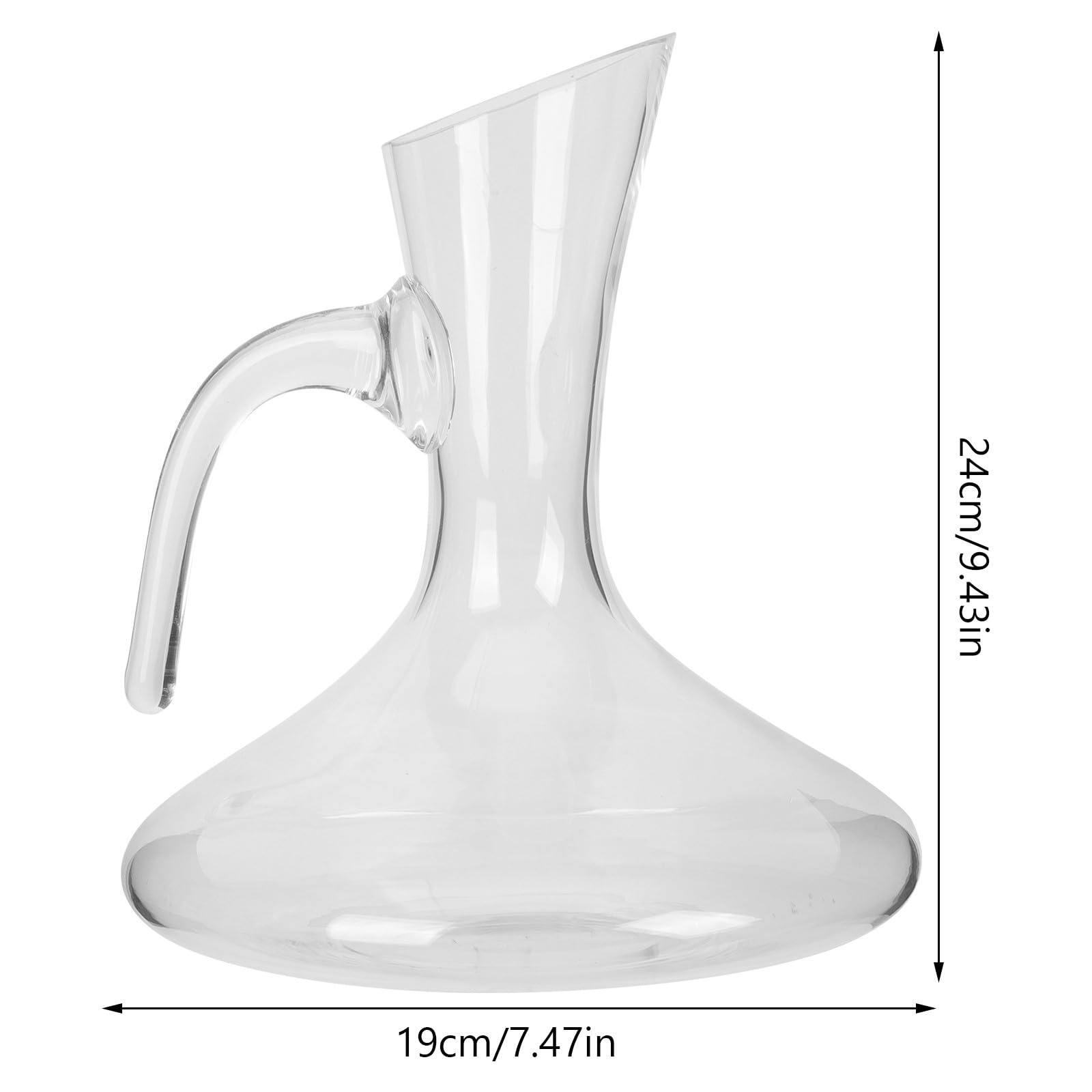 Zerodeko Decantador de Vino de Vidrio Ligero Capacidad de 1800ml y Boca Inclinada para Servir Fácil en Fiestas y Reuniones