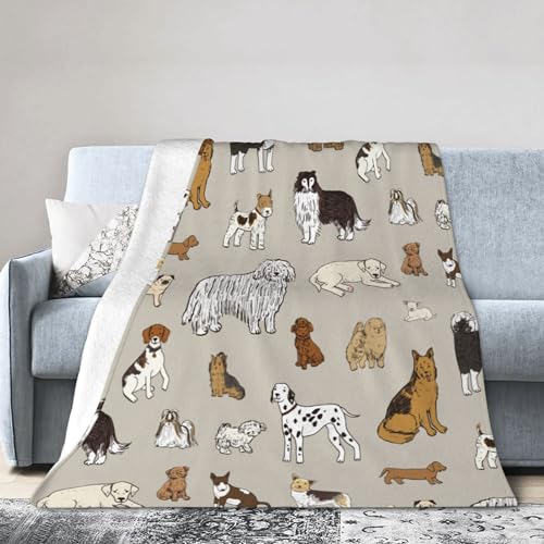 Ksajwzf Flanelldecke mit Hundemotiv, ultraweich, warm, für alle Jahreszeiten, dekorative Fleece-Decken für Reisen, Bett, Stuhl, Auto, Sofa, Couch, Schlafzimmer, 101,6 x 127,7 cm