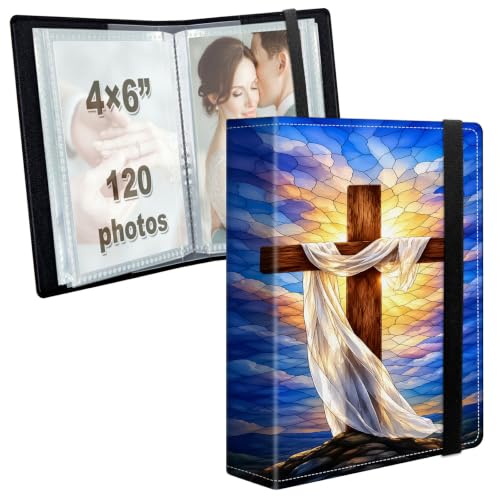 Image of Photo Album 4x6 120 Photos with Strong Elastic Band, Radiant Faith Cross