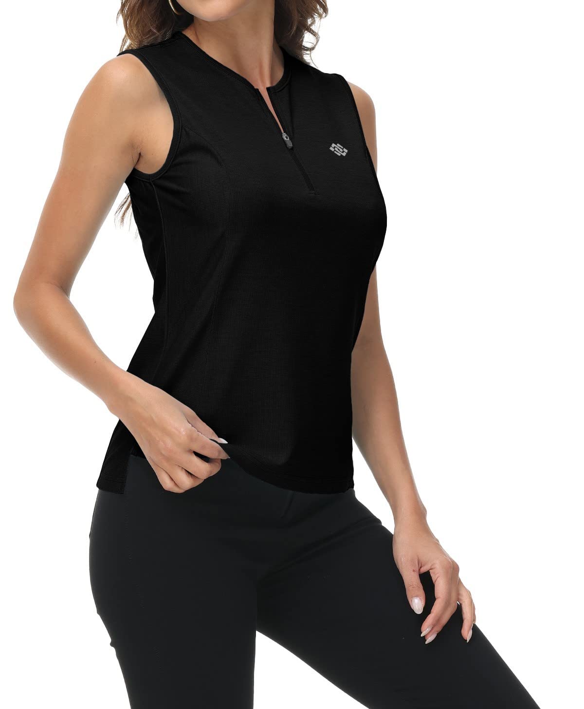 MoFiz Polo sans Manches Leger Femme Polos de Sport T Shirt UPF 50+ Golf Tennis d'été
