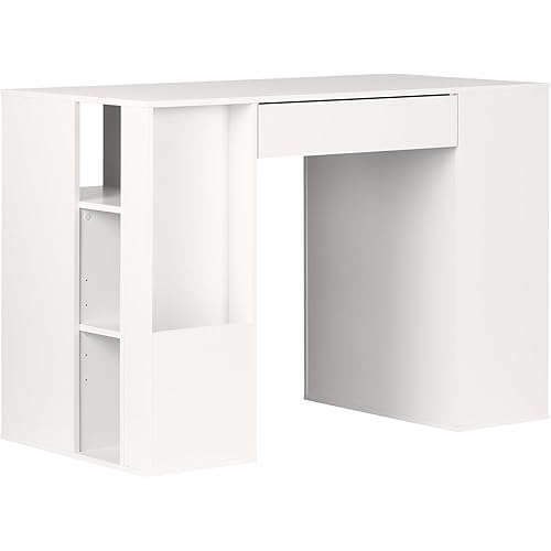 South Shore Crea Counter-Height Craft Table with Scratchproof Surface and Interchangeable Modules - 4 baskets included, Pure White