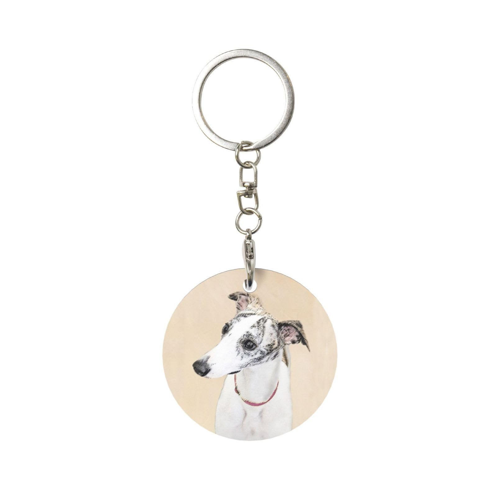 Tcoay Unisex As Picture 1 Pcs Round Metal Keychain,Key Chain Ring Holder,Mini Pendant Crafts,Mini Pendant Crafts,Whippet Dog
