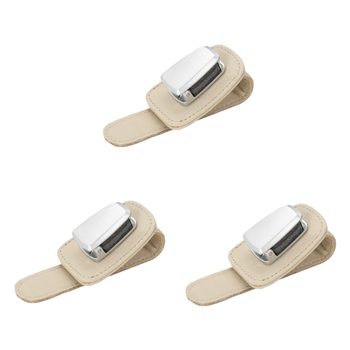 GLEAVI 3pezzi Supporto Per Occhiali Da Sole Multi-funzione Per Auto Clip Per Ombra Solare Porta Occhiali Visor Pu Beige