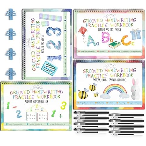 Graceful By Design Reusable Handwriting Workbooks with Magic Disappearing Ink Pens, Created by A Teacher for Kids Ages 3-8 - Full Set Cover