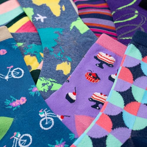 Image of Tipi Toe Women's Fun Patterned Dress Socks, 12-Pack Lightweight Colorful Crew Socks, Casual Novelty Assorted Designs