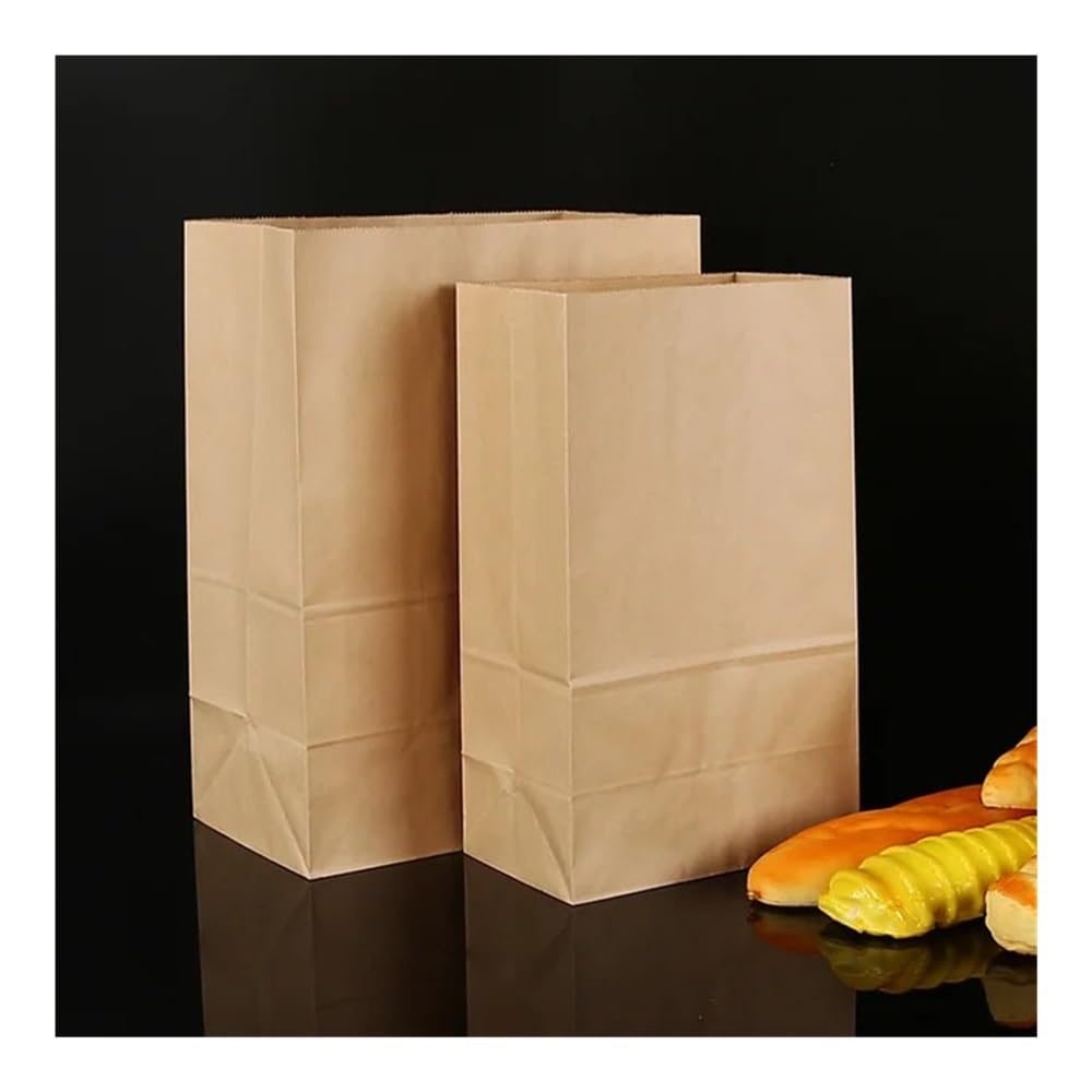 25/50 sacchetti di carta kraft marrone squisiti sacchetti regalo riciclabili da asporto per alimenti da forno sacchetti per caramelle (50 pezzi, 30 x 15,5 x 10 cm)