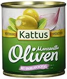 Kattus Spanische grüne Oliven, mit Knoblauchcreme gefüllt, 8er Pack (8 x 85 g)