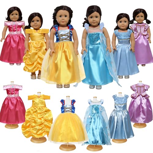 Image of American 18 inch Doll Clothes Accessories -6Pcs Different Princess Costume Gift Fits All 18-inch Girl Dolls