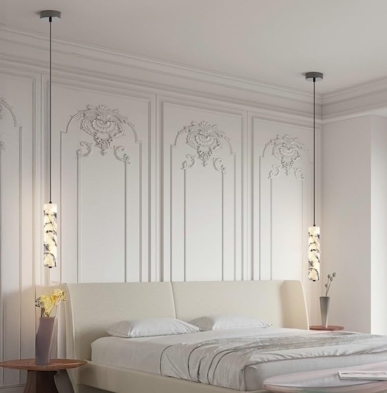 Pendentif LED en pierre et luminaire suspendu de luxe pour salle à manger