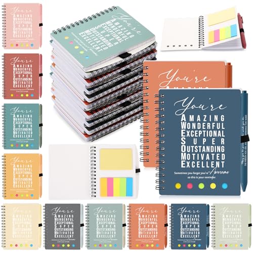 Jetec 25 Sets Employee Team Medical Assistant Appreciation Gifts Christmas Coworker Inspirational Spiral Notebooks with Ballpoint Pens Fall Thanksgiving Thank You Gifts(Bright Color,You Are)
