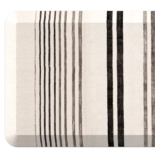 Image of 7 /8 inchs Thick Kitchen Floor Mat, Nordic Style Design Memory Foam Anti Fatigue Mat, Anti Slip Foot Standing Comfort Mat - Cushion, Waterproof Decor (Yellow Linen Plaid, 17.3 inch x 39 inch -0.87 inch)
