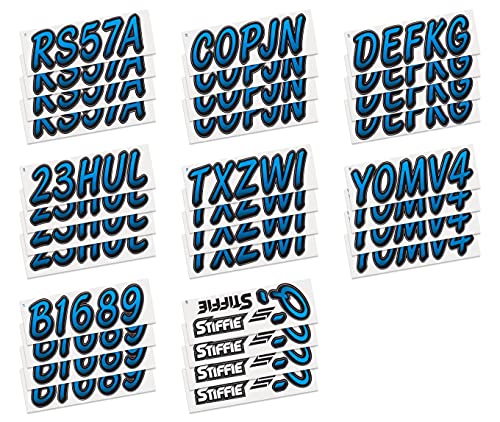 Image of STIFFIE Whipline Blueberry /Black 3 inch Super Sticky Boat & PWC Registration Decals • Numbers Letters Stickers