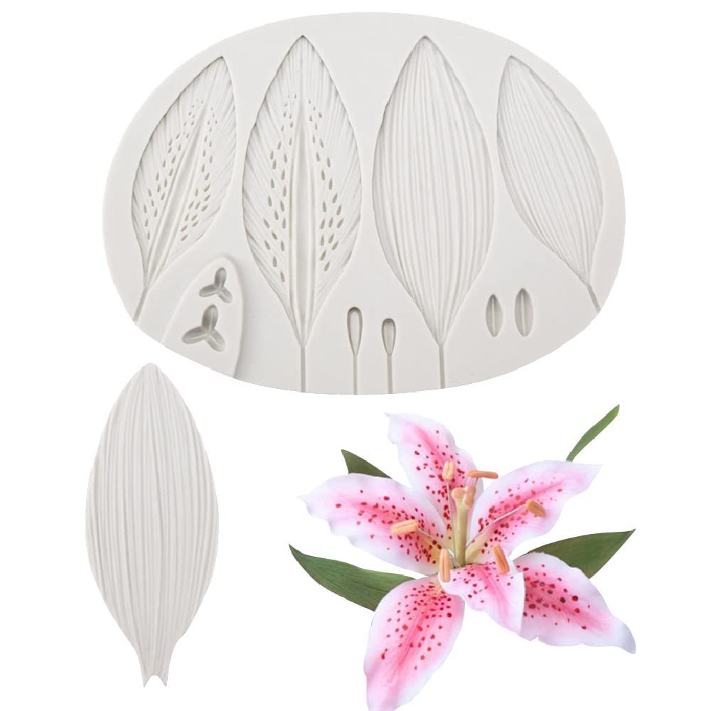 Dubens Flower Fondant Mould, Lily Leaves, Cake Decorating, Silicone Moulds For Cupcake Toppers, Mousse, Sweets, Chocolate, Flower Paste, Dough, Rubber, Epoxy Resin Moulds