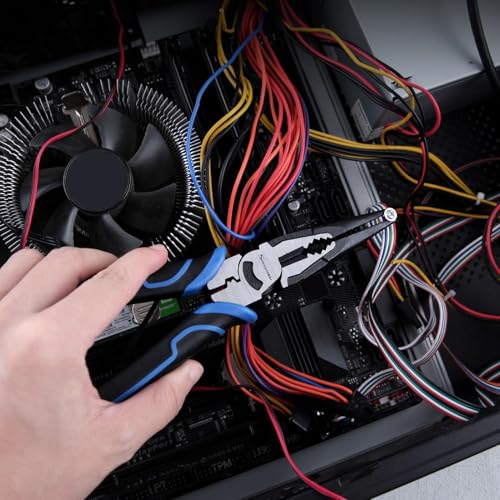 SPEEDWOX 8-Inch Multifunctional Tool Pliers Multipurpose Long Nose Pliers with Wire Cutter and Crimper Serrated Jaws Long Nose Cutting Pliers Heavy Duty Multifunctional Electrician Pliers - Image 4