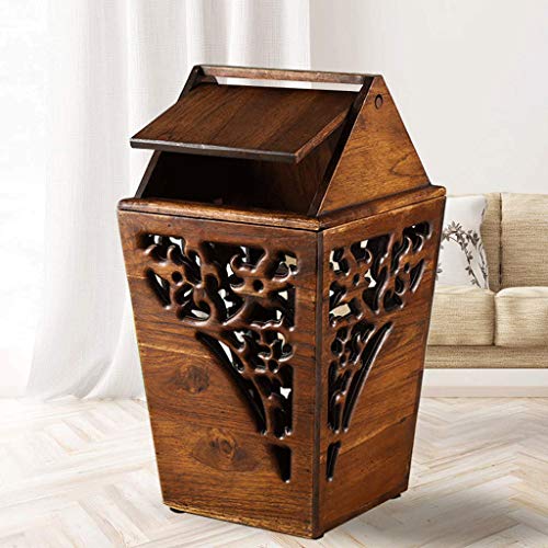 Caneca de basura cuadrada de madera antigua 3.2 galones miniatura 6