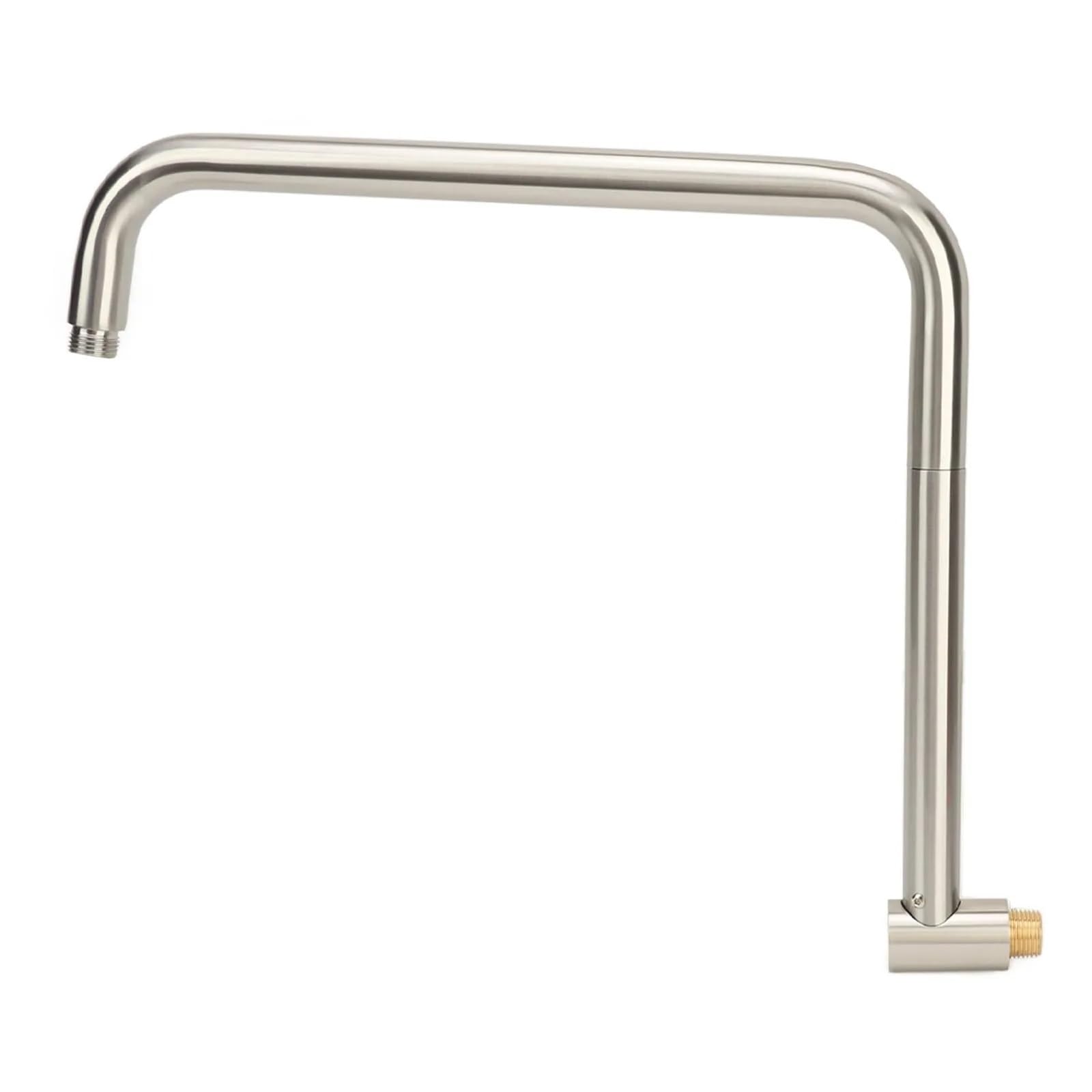 Shower Head Extender 360 Degrees Rotation Easy Install Shower Arm Extension Stainless Steel with Flange for Shower for Fixed Bathroom Shower Head(Brushed)