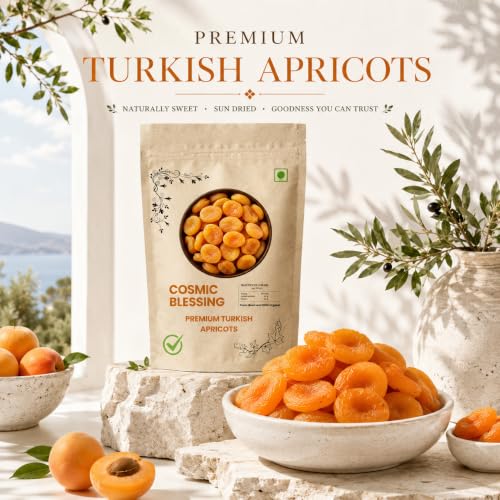 Image of Cosmic Blessing Turkish Dried Apricots, Premium Sun-Dried Fruit, Soft, Juicy, Naturally Sweet, Pitted, 100g