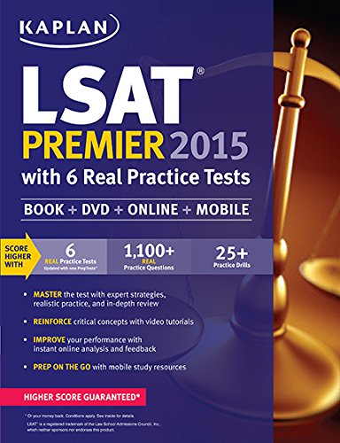 Kaplan LSAT Premier 2015 with 6 Real Practice Tests: Book + DVD + Online + Mobile (Kaplan Test Prep) PAP/PSC/DV Edition