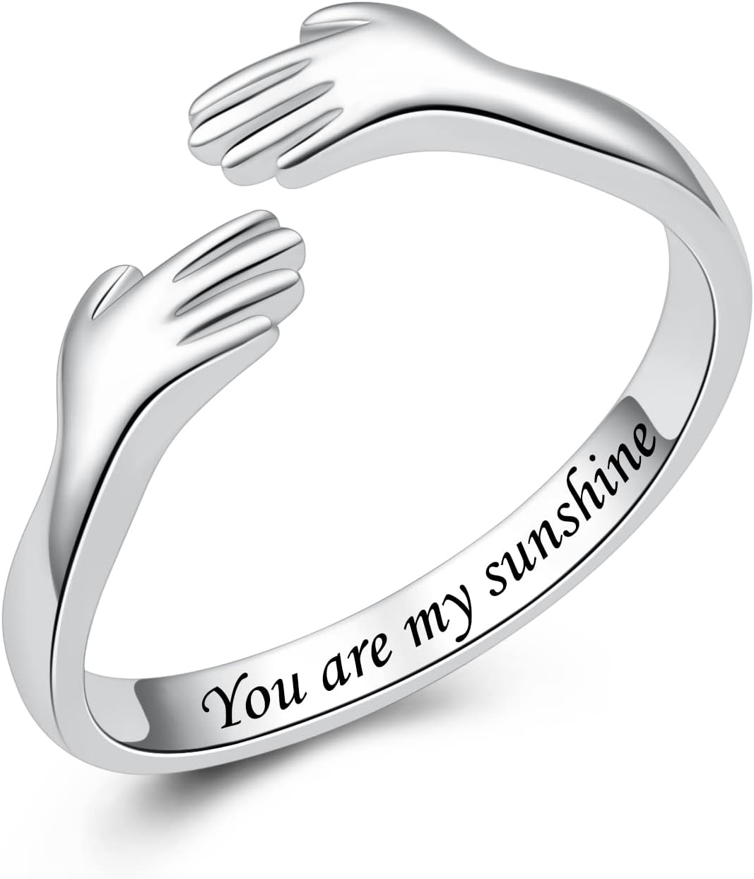 925 Sterling Silver Hug Rings for Women Silver Hugging Ring Jewelry Rings Always My Daughter Forever My Friend Ring for Teen