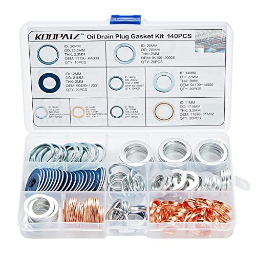 Koopatz Automotive Oil Drain Plug Gasket Assortment Crush Washer Kit For The Most Popular Foreign Car Models 140Pcs #TOP6