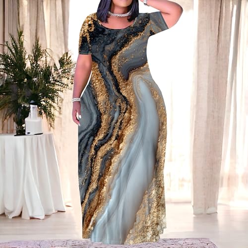 Image of Plus Size Maxi Dresses for Curvy Women T-Shirt Summer Sun Dresses Loose Fit