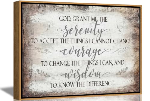 Framed Christian Quote Canvas Wall Art Serenity Prayer Picture Wall Decor