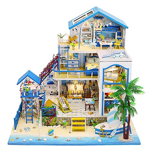 HEYANG DIY Puppenhaus Mini Kit mit Möbeln, 3D Holz Mini Haus mit LED-Licht Mini Puppenhaus Kit – Bild 3