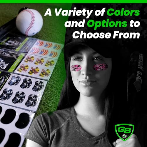 GB Eyeblack 15 Pairs Breathable Eye Strips - Peel & Stick Athletic Eyeblack Stickers for Baseball Football Softball Lacrosse Fans on Game Day | No Mess, Won't Fall Off, Worn by The Pros (Pink Camo) - Image 5