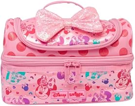Insulated Lunch Bag for Kids, Lunch Bag for Girls & Boys, School Travel Picnic Bag with Water Bottle & Lunch Box Holder, Adjustable Strap (Minnie Mouse)