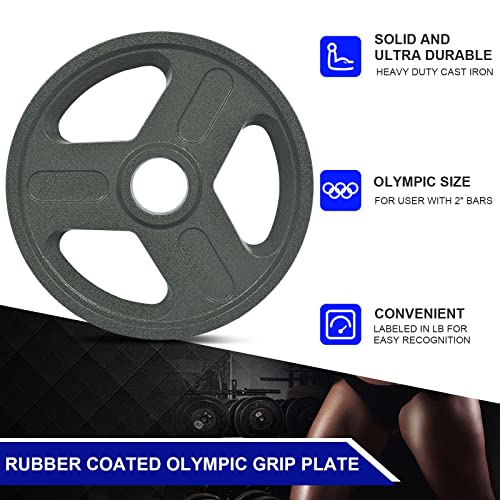 Micozy Three Grip Olympic Bumper Weight Plates Set With 2-Inch Hole, 1Pcs 25Lb Standard Free Weights Rubber Plate For Strength Training Muscle Toning, Type-1 #TOP6