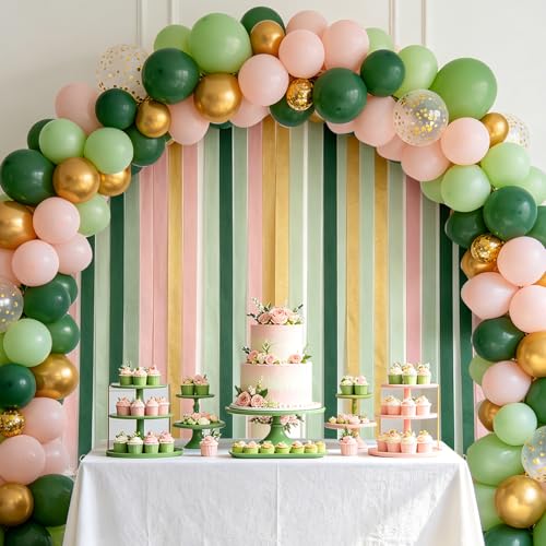 Image of 8 Rolls Sage Green Crepe Paper Streamers Party Decorations for Boho Wedding, Baby Shower, Engagement Party, Spring Party, Birthday Party Supplies