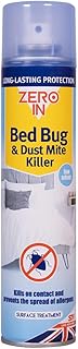 Zero In Bed Bug & Dust Mite Killer - 300ml Aerosol. Ready-To-Use. Prevents Allergies, Long-Lasting Protection for Over 2 weeks Treats Mattresses, Beds and Furniture
