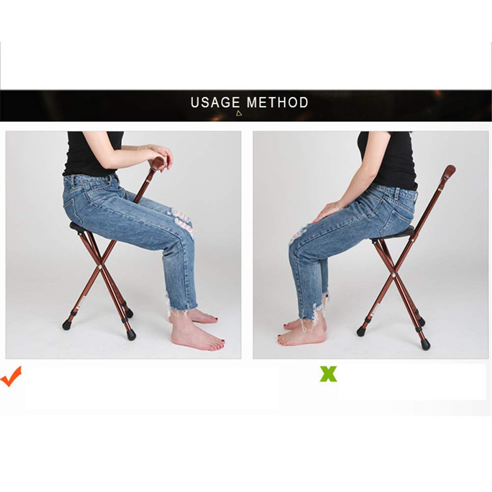 Asiento Plegable para bastón con luz LED para Personas Mayores, Descanso para Viajes al Aire Libre, bastón/muleta de aleación de Aluminio Altamente Ajustable