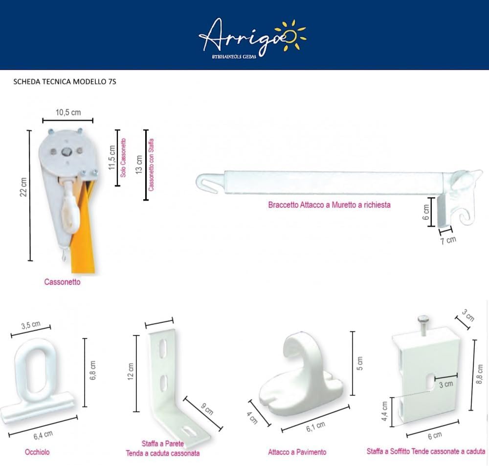 Arrigo Atelier Tenda a Caduta Libera su Misura per Balconi e Verande, Tessuto Tempotest Idrorepellente Anti-UV, Braccetti Regolabili su Ringhiera, con o senza Cassonetto (CON CASSONETTO)