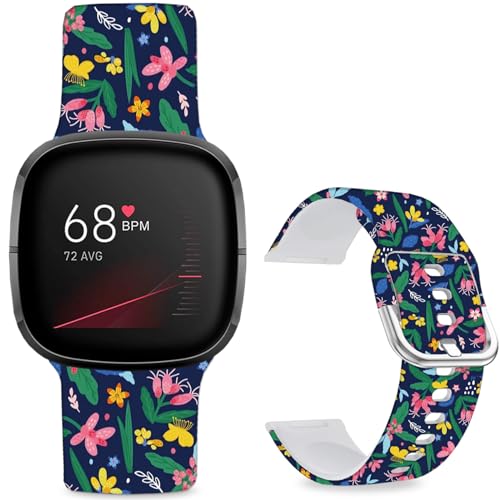 Leotop Correas de reloj de silicona suave con patrón impreso, compatibles con Fitbit Versa 4/Versa 3/Fitbit Sense 2/Sense, correas de reloj inteligente para mujeres, hombres y adolescentes, correa de