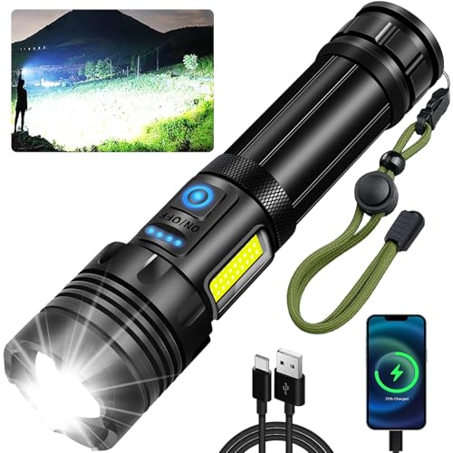 YUSEUB Rechargeable LED Flashlight, 990000 High Lumens Flashlights with Zoomable, 7 Modes & COB Powerful Flash Light, IPX7 Waterproof, Super Bright Tactical Flashlight for Home, Camping, Emergencies