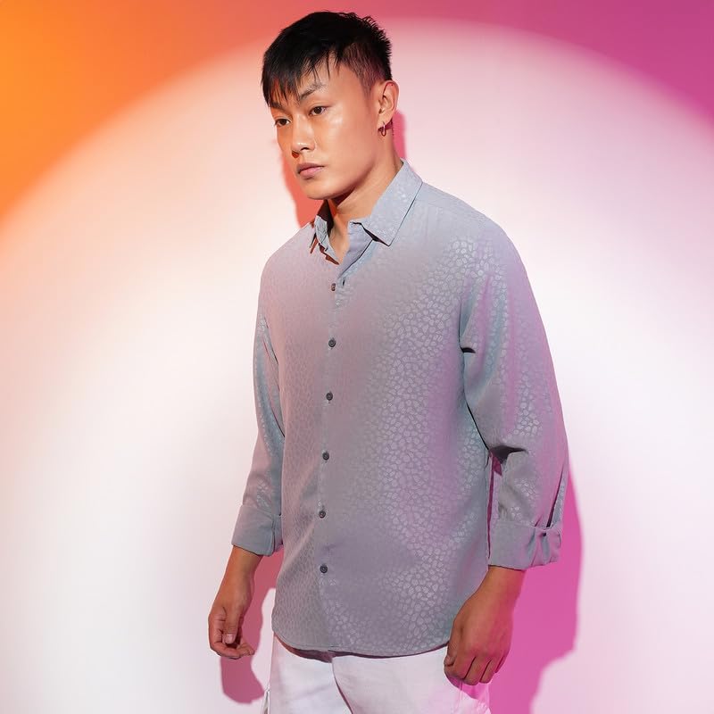 Image of CAHOOT Men's Solid Utility Shirt | Casual Wear | Spread Collar | Long Sleeve | Button Closure | Shirt Crafted with Comfort Fit for Everyday Wear