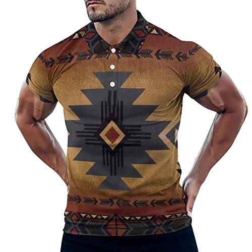 Chemises Homme et été Mode rétro Impression numérique 3D Bouton Chemise à Manches Courtes Chemise t-Shirt Tee Shirt Homme (5XL,Brun)