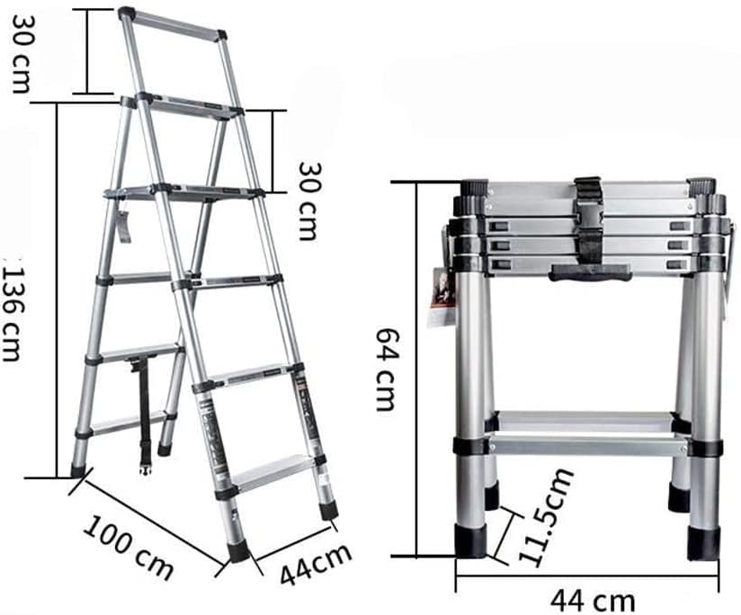 Telescopic Ladder Telescoping Ladder Step Ladders Aluminum Telescoping Ladders Telescopic with One-Button Retraction System Extension Ladder Household or Engineering Portable (Size : Style2)