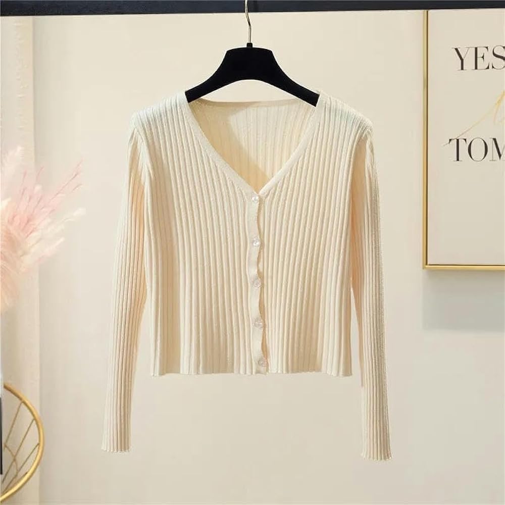 Amazon.com: Spring Autumn V-Neck Knitted Cardigan Sweater