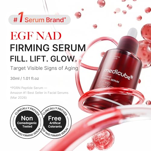 Image of medicube NAD EGF Firming Serum for Face & Neck | Anti-Aging Serum with EGF Peptide, NAD+ & Collagen | Wrinkle Appearance, Elasticity & Pore Care | Korean Skincare, 1.01 fl.oz