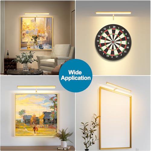 Image of LED Picture Lights for Paintings Plug in, Adjustable Art Light Gallery Wall Light for Display Art Work, 14 Inch 4W 3000K Warm White, Gold Finish CRI90+, ETL Listed (Pack of 2)