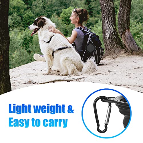 Image of SLSON Plastic Dog Bowl Pet Collapsible Bowls,2 Pack ,Portable Pet Feeding Watering Dish For Walking Parking Traveling With 2 Carabiners (Small,Black+Black) 12.7 Cm,9 Cm,5.5 Cm