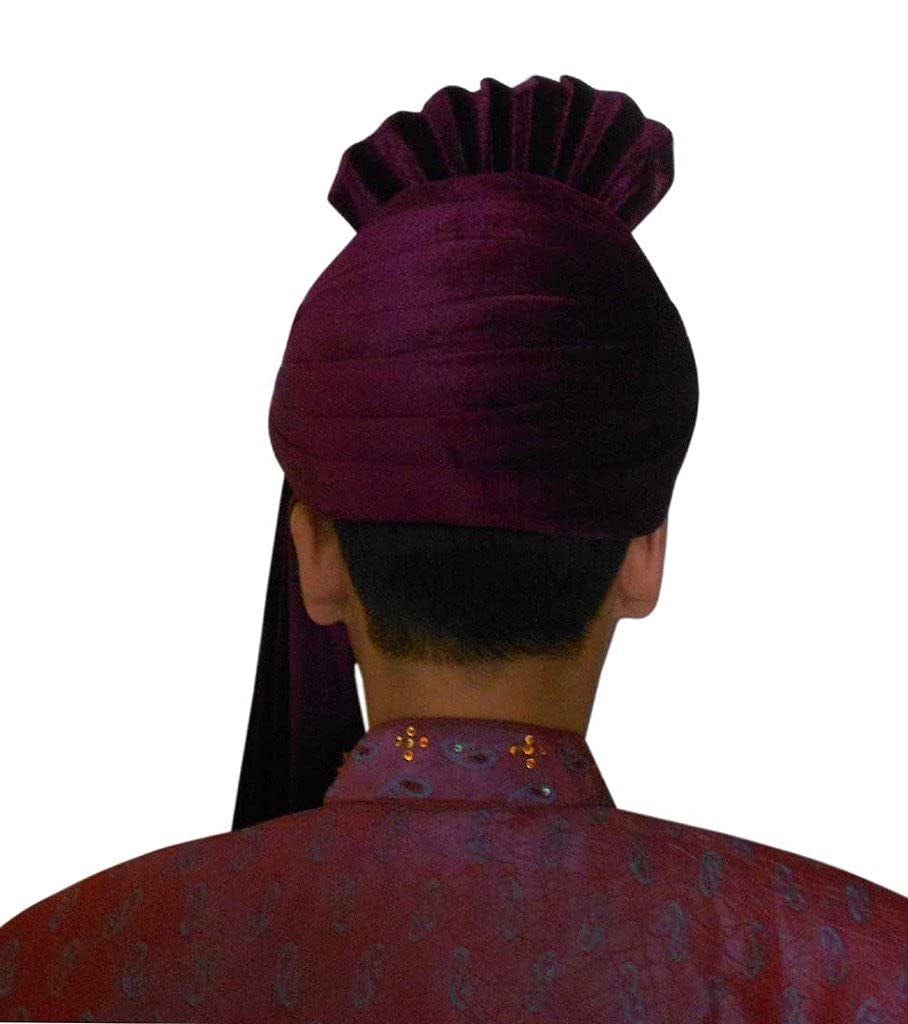 Männer Hut Punjabi Bhangra Pagri Indischer Handgemachter Samt Lila Turban 7 1/8 (22.25")