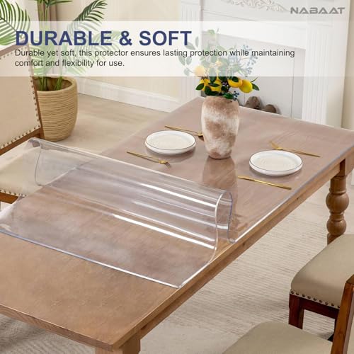 Image of NABAAT 1mm Thick Transparent Table Cover 18 X 36 Inch PVC Waterproof, Heat Resistant Dining Table Protector Sheet Non-Breakable Clear Plastic Table Protector Pads