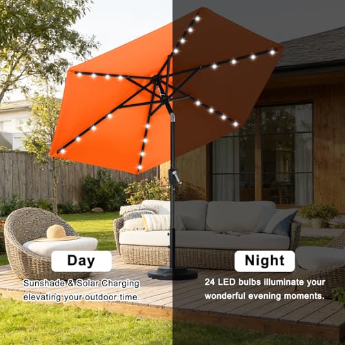 Image of ABCCANOPY Durable Solar Led Patio Umbrellas with 32LED Lights 7.5FT (Orange)
